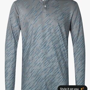 Men's Gray and Blue Patterned Shirt